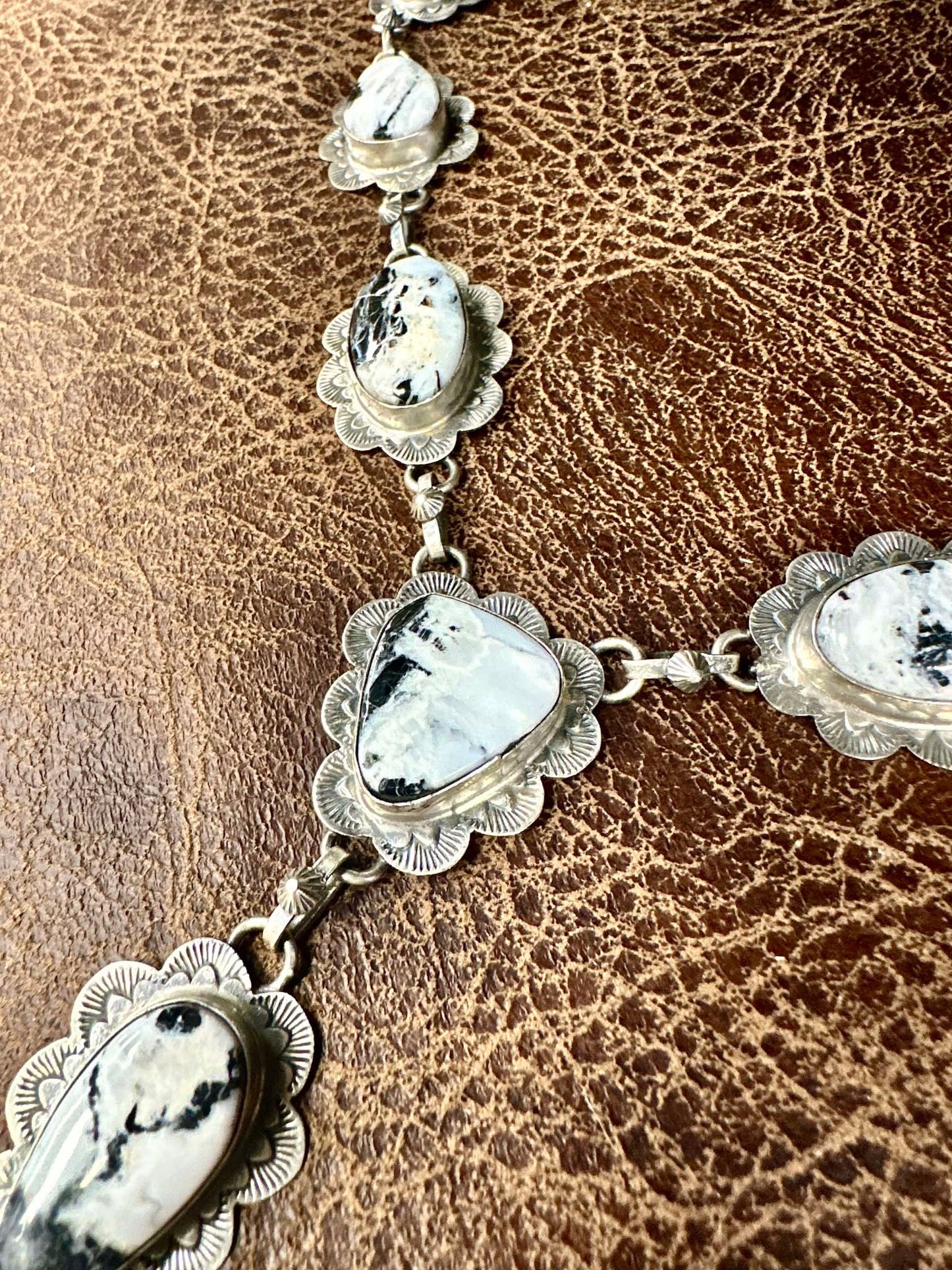 White Buffalo Lariat necklace and matching earrings set