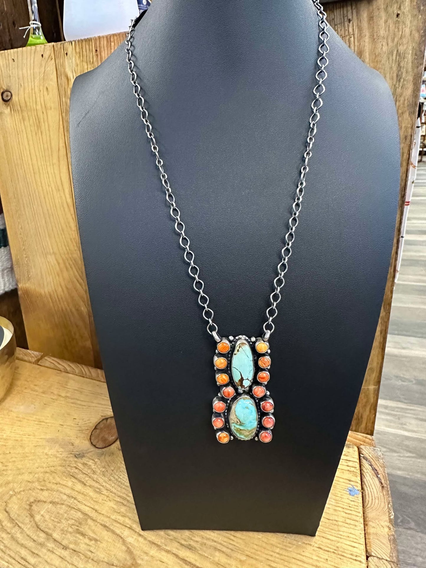 Mixed stones Coral, Kingman, and Sonoran Gold Statement Necklace