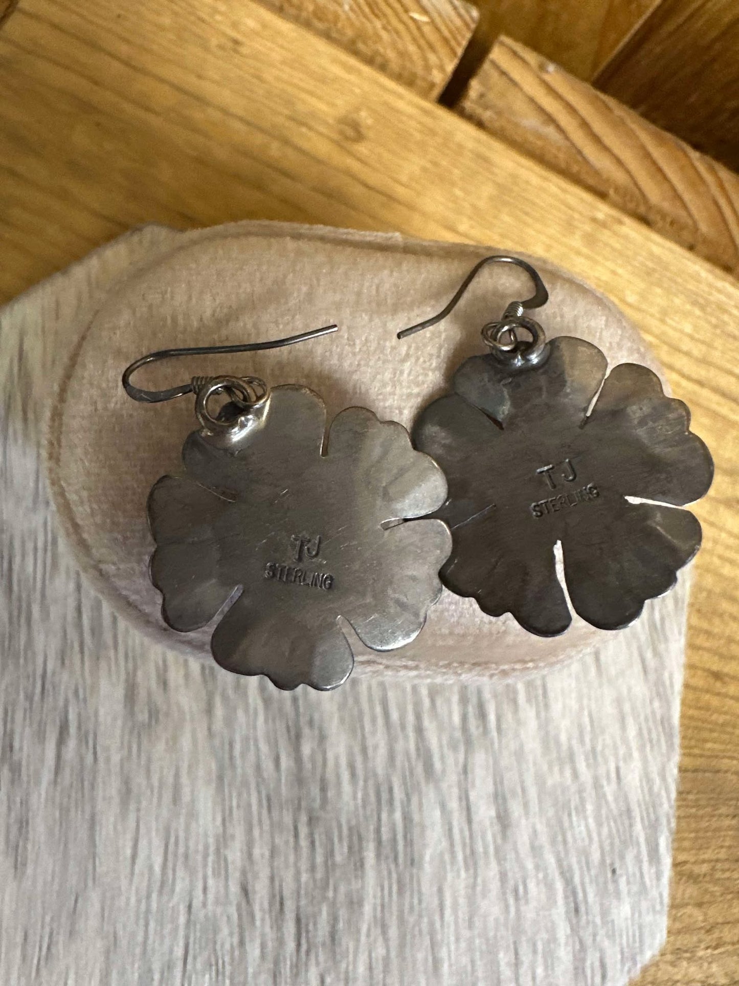 Navajo turquoise and Sterling Silver flower earrings