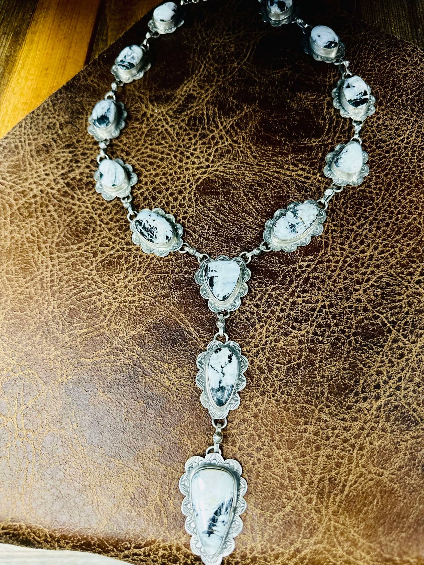 White Buffalo Lariat necklace and matching earrings set