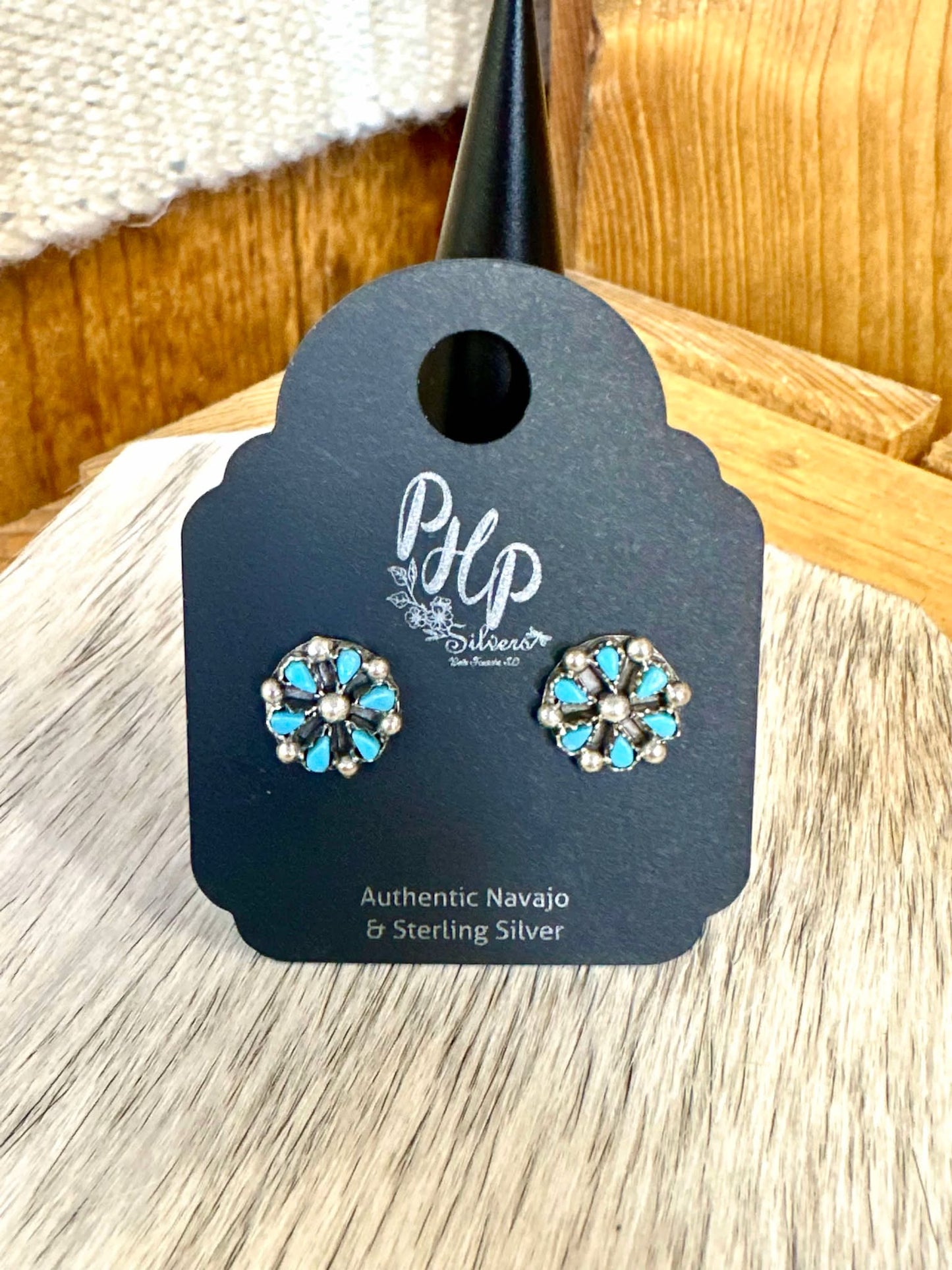 Kingman Rosette Turquoise Studs