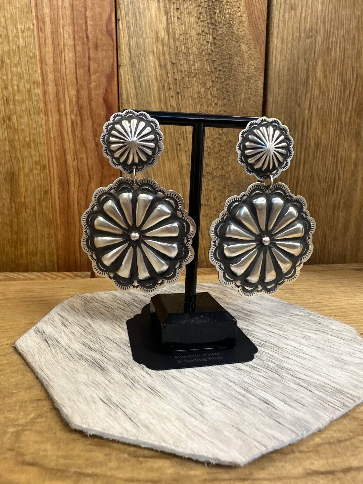 Large tooled Dangle earrings