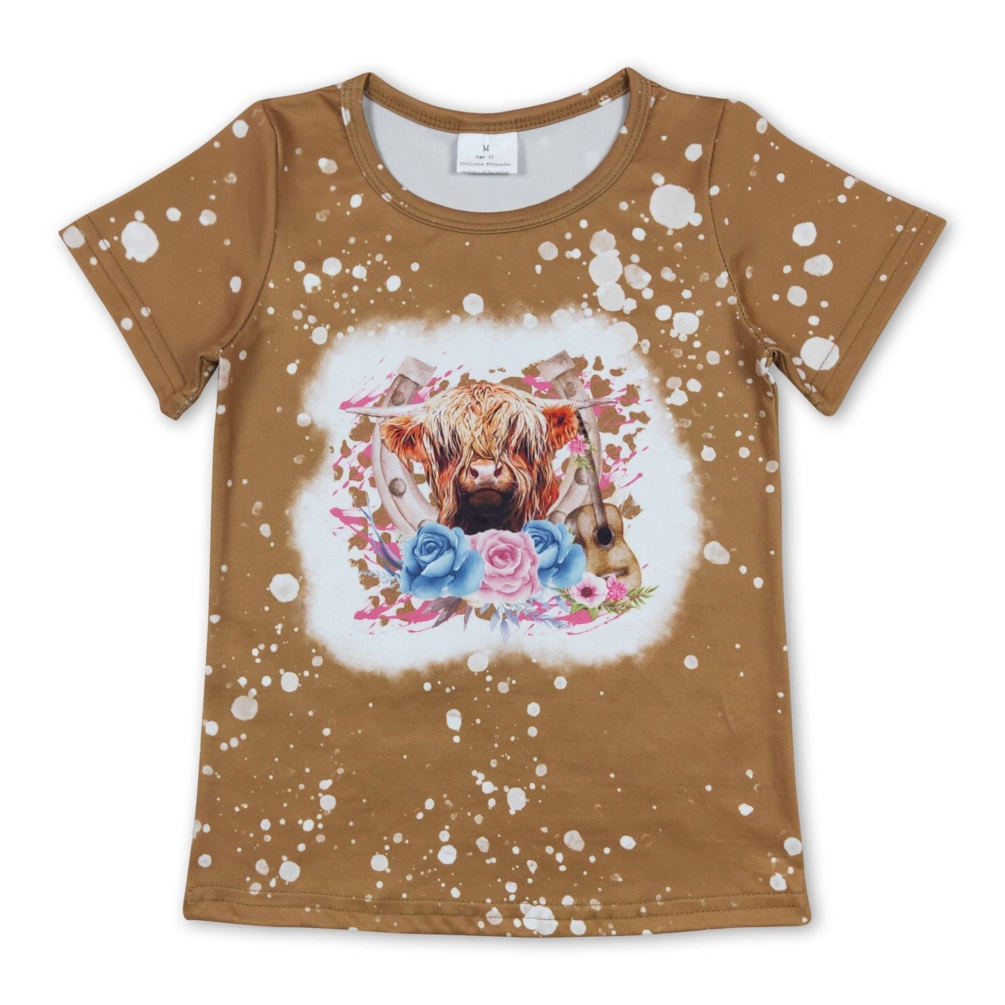 Highland cow short sleeves girls western shirt