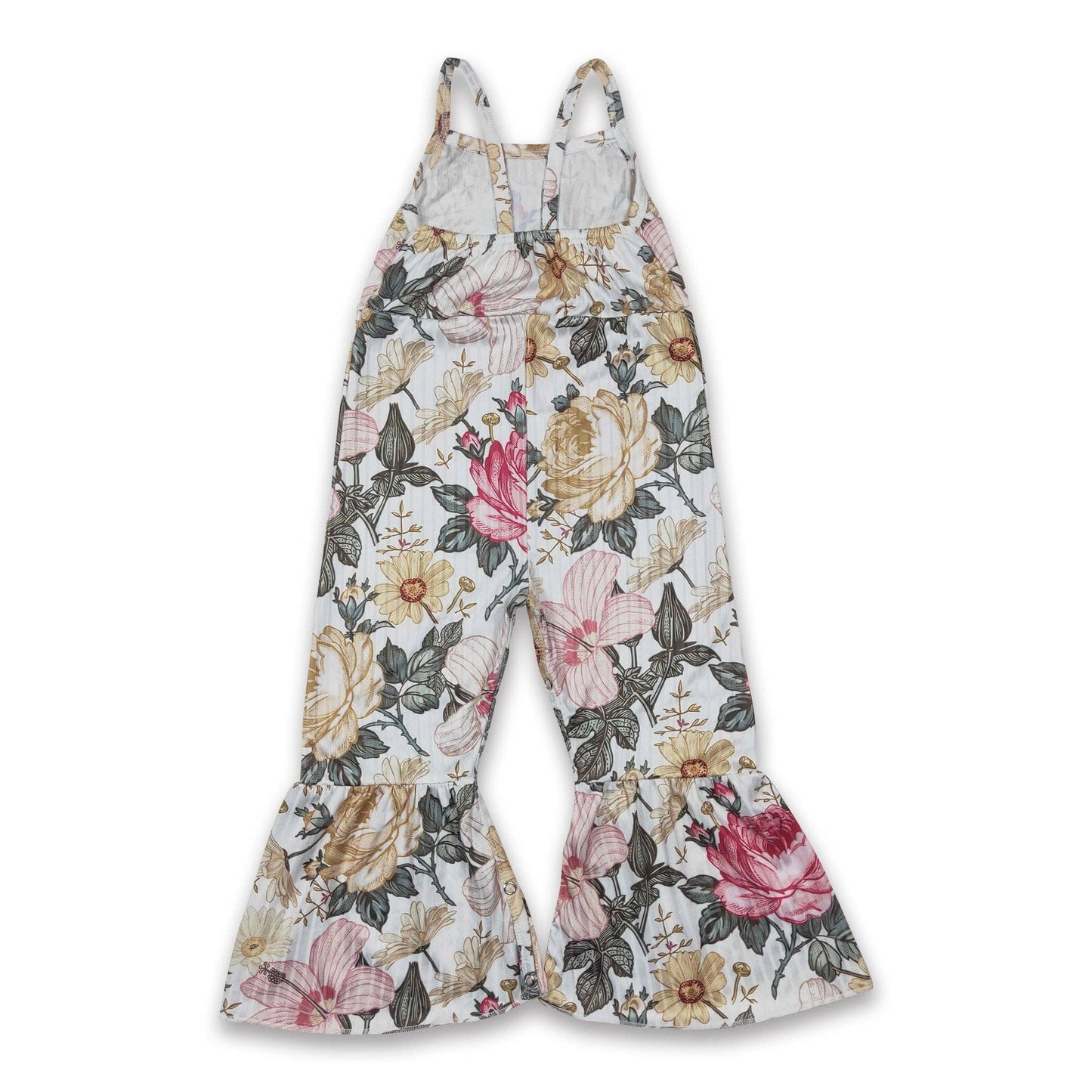 Floral sleeveless bell bottom girls floral jumpsuit