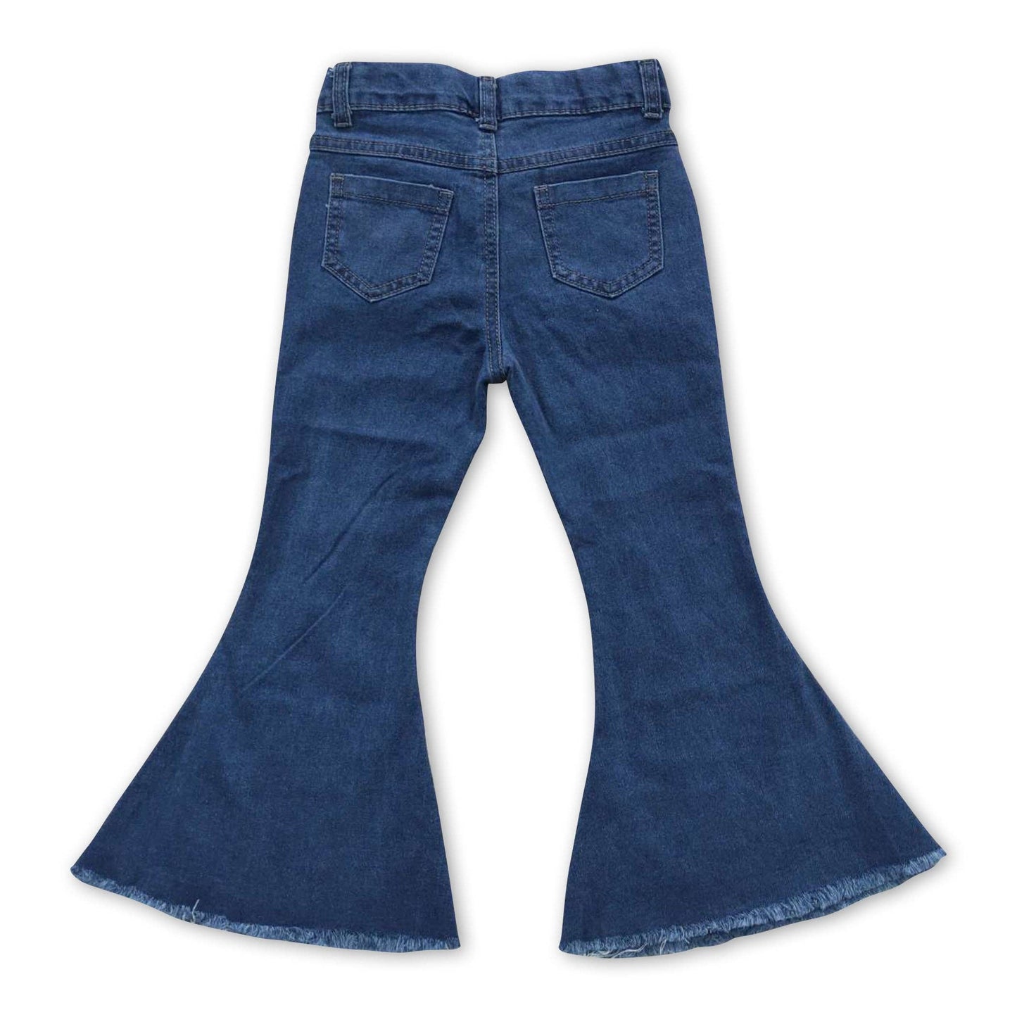 Washed blue pockets denim girls jeans