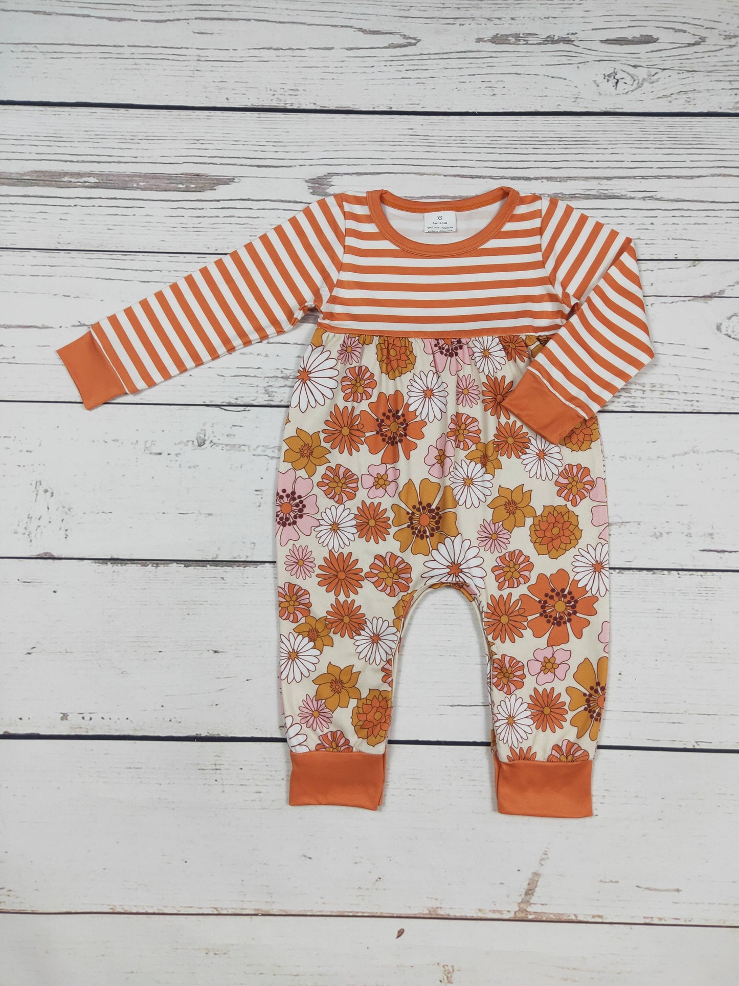 Baby Girls Striped Flower Romper