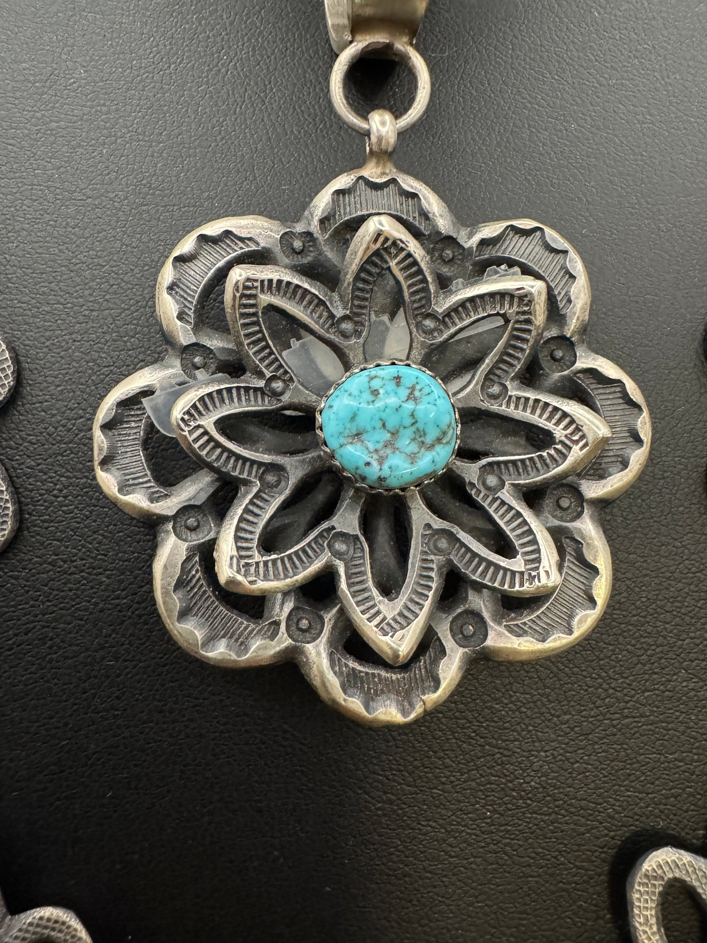 ROUGH CUT KINGMAN 3D FLOWER PENDANT