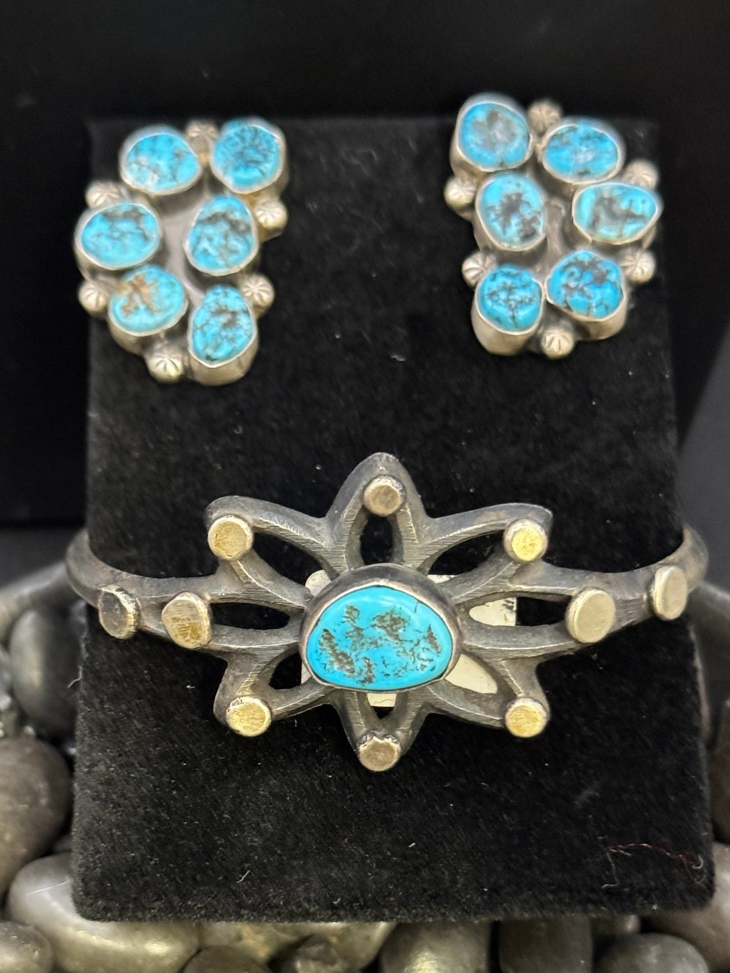 EARRING-ROUGH CUT TURQUOISE STUD