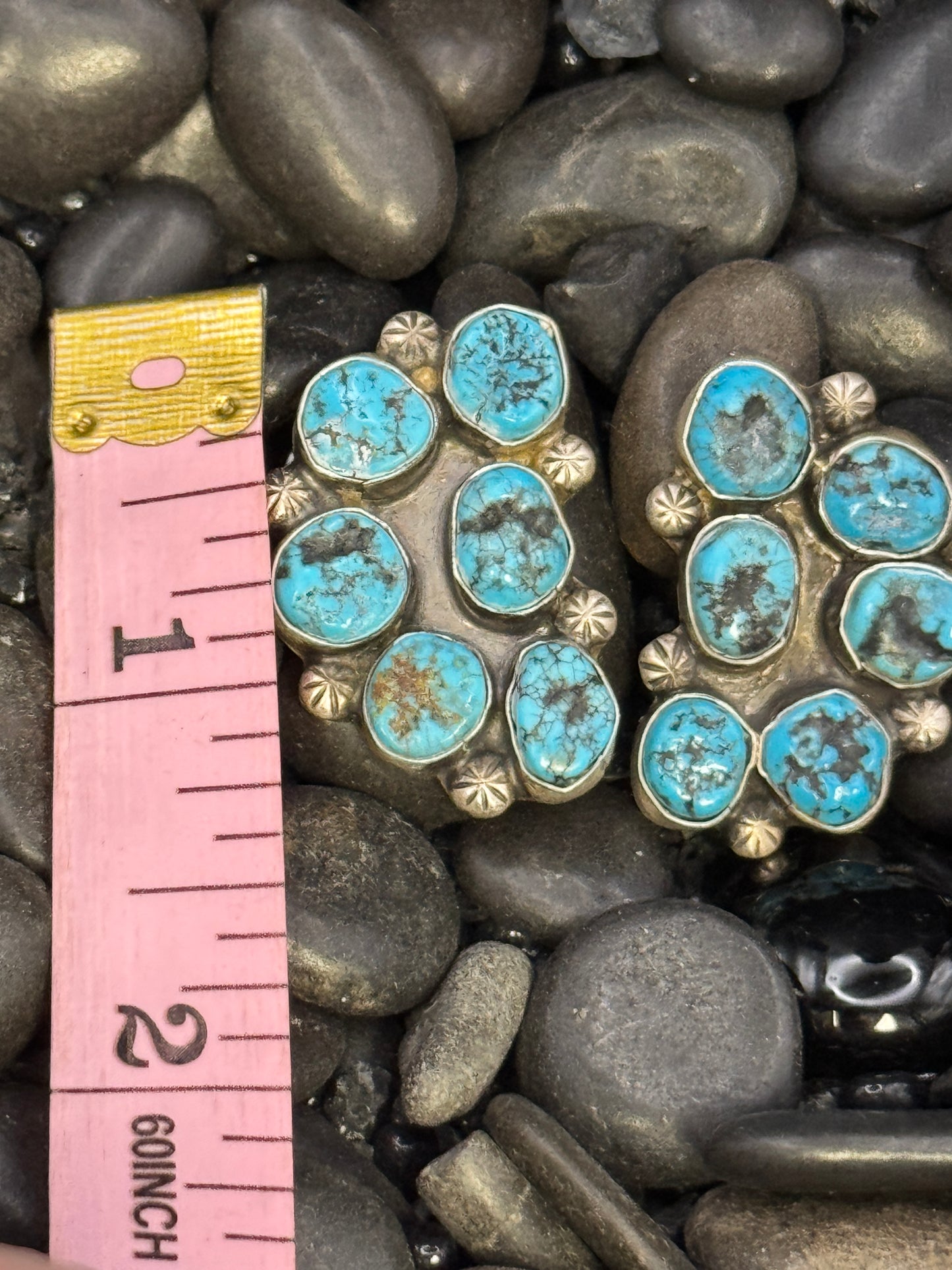 EARRING-ROUGH CUT TURQUOISE STUD