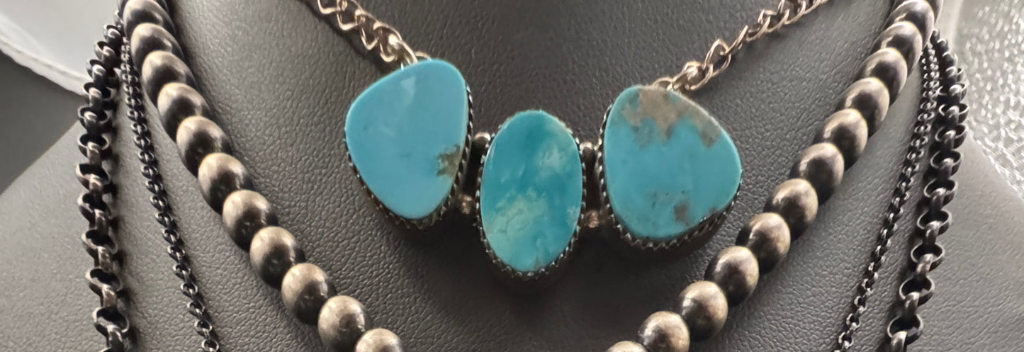 NECKLACE-Kingman 3 stone