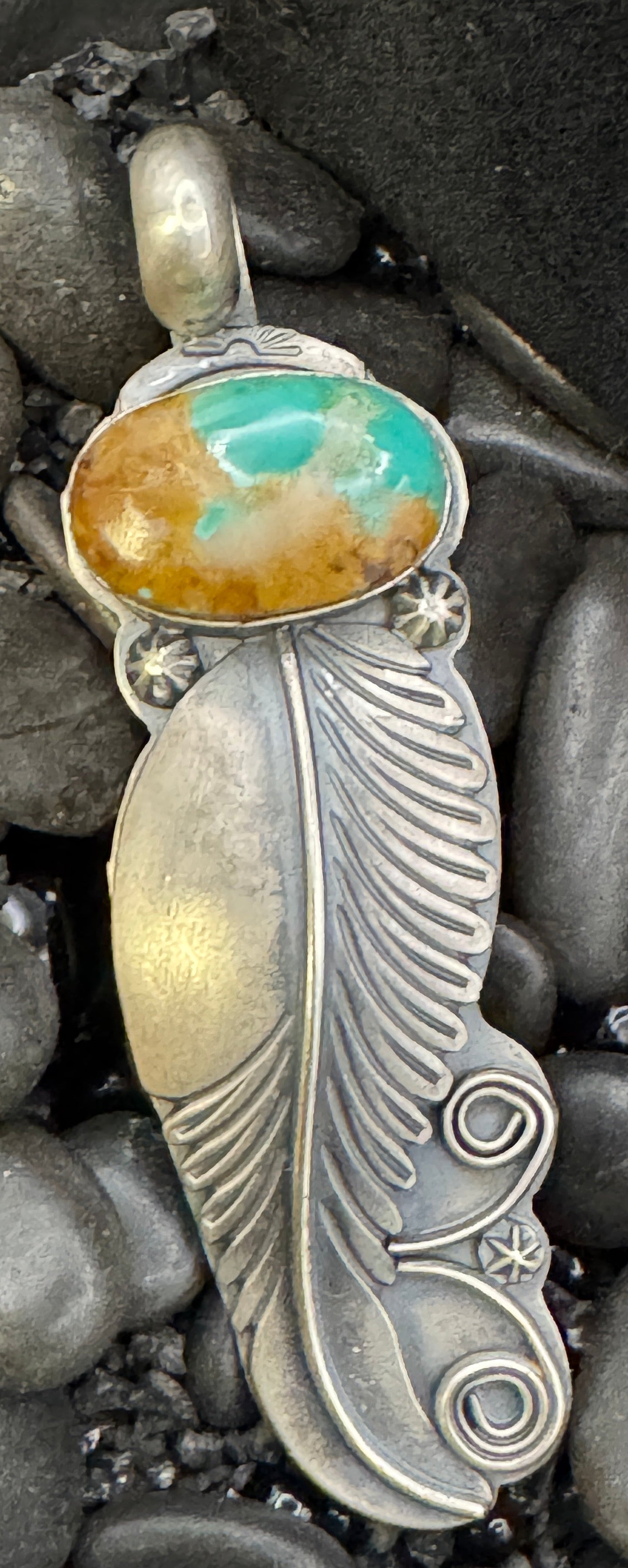 Feather Pendant Sonoran Gold