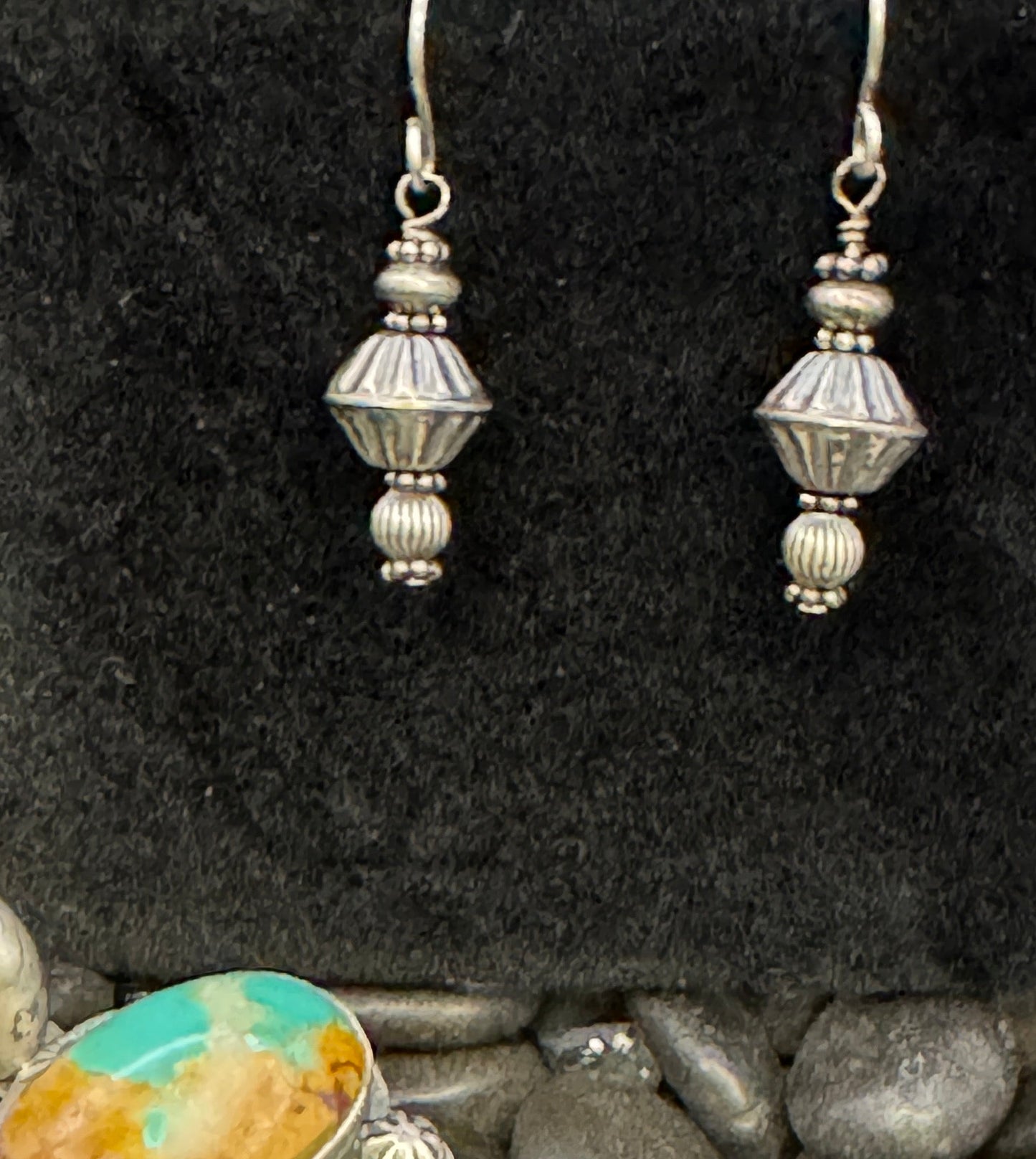 Silver 3 beaded earrings