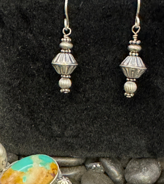 Silver 3 beaded earrings