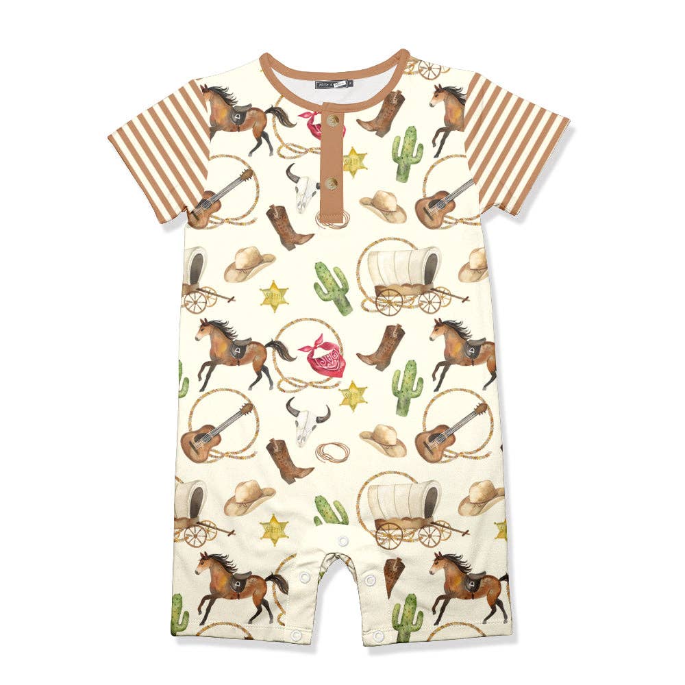 Baby Cream Horses Romper