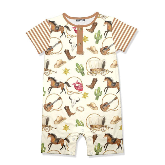 Baby Cream Horses Romper