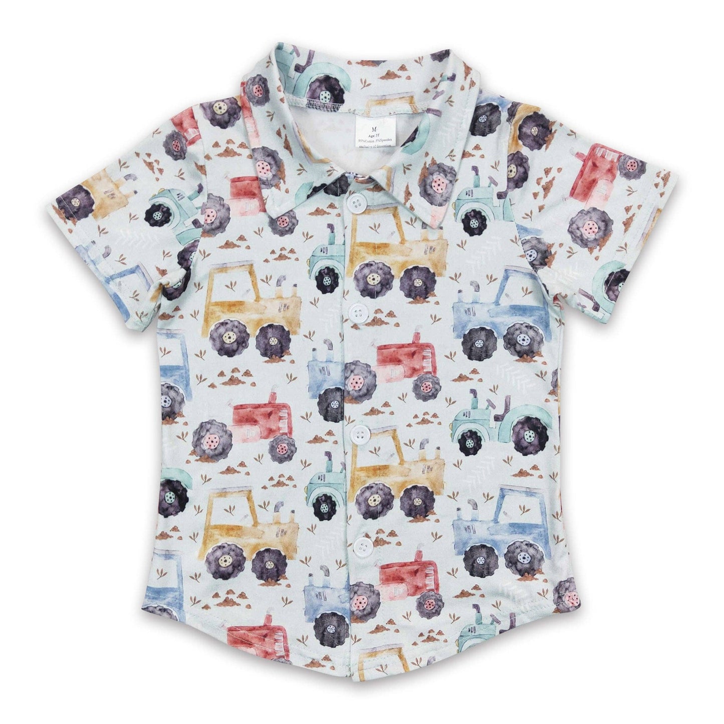 Tractor short sleeves boy button up shirt