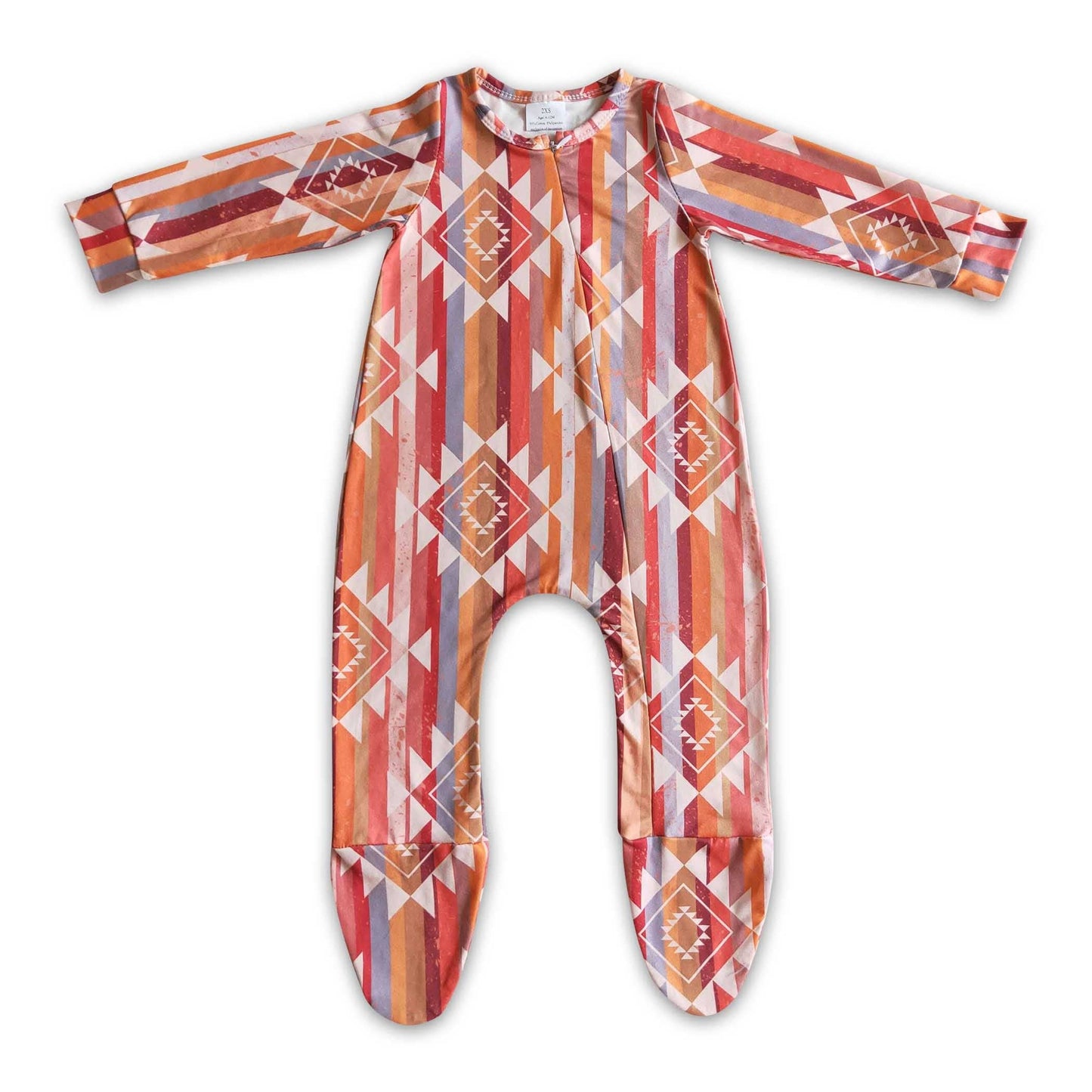 Stripe aztec baby footed zip coverall