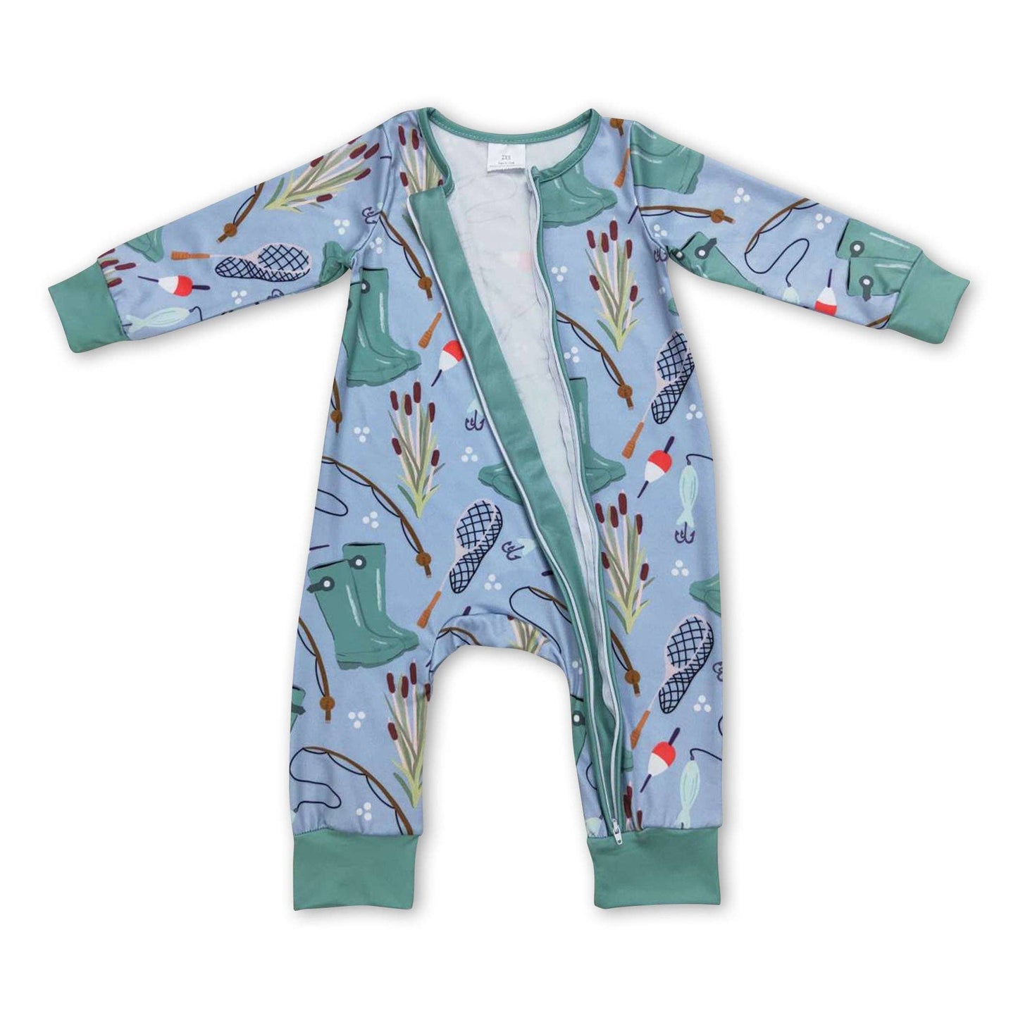 Fishing long sleeves baby zipper romper