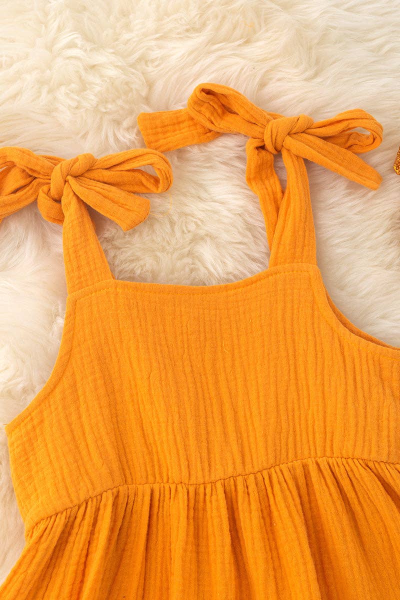 Mustard dress-gauze crinkle fabric