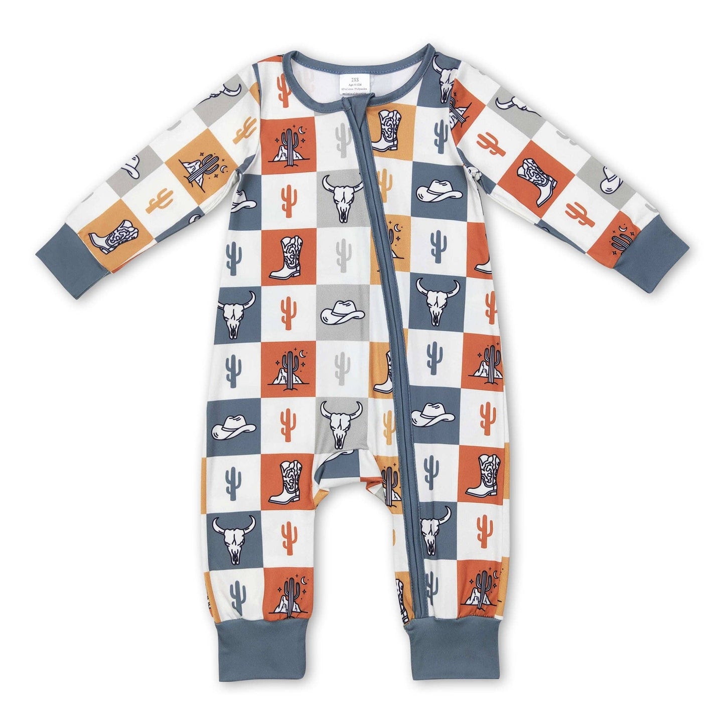 Skull & cactus baby zipper romper