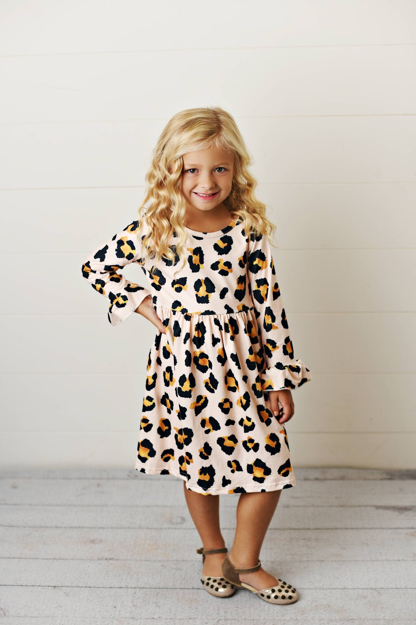 Kids Pink Leopard Print Dress