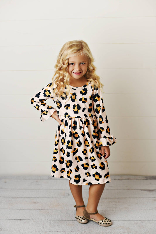 Kids Pink Leopard Print Dress