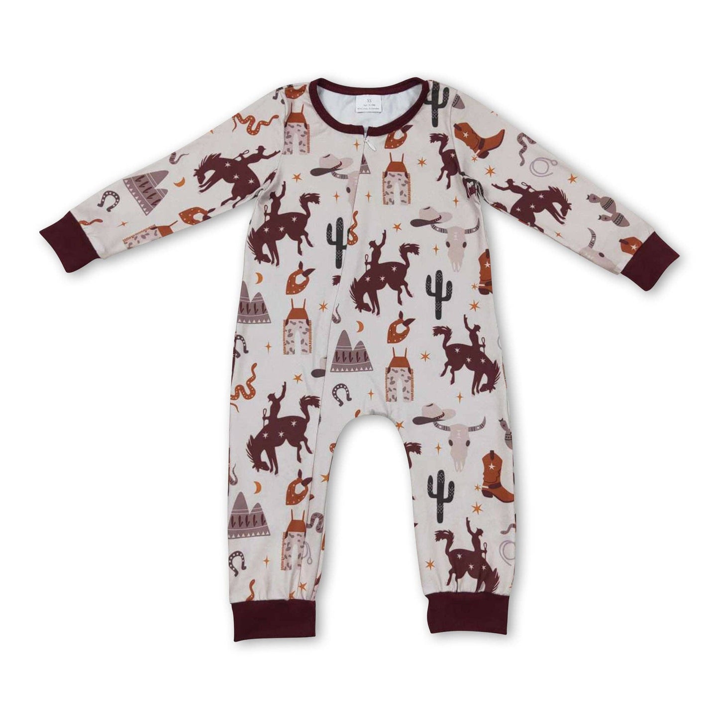 Cactus rodeo zipper baby western romper