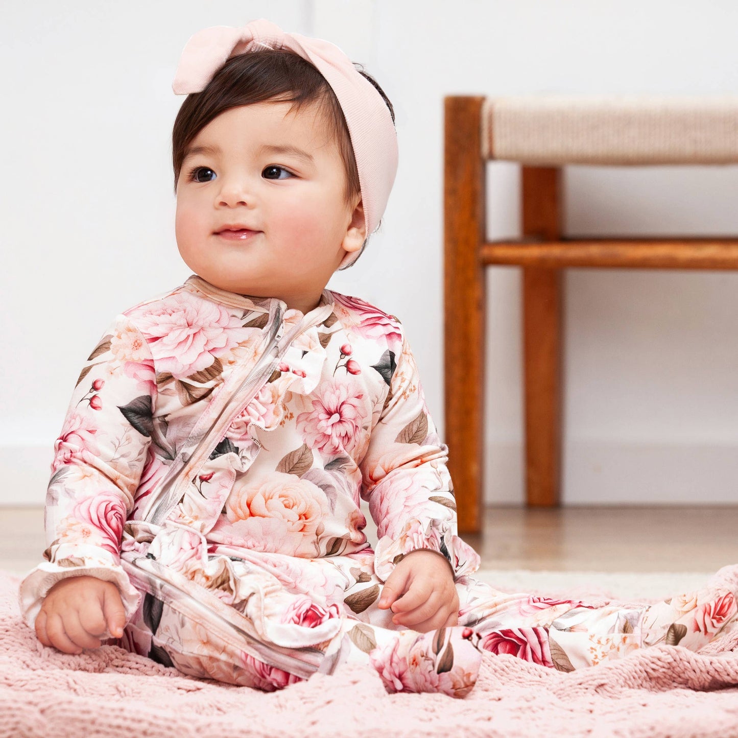 Garden Bouquet Baby Girl Bamboo Zipper Romper